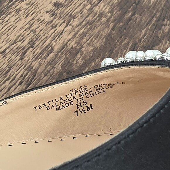 Adrienne Vittadini Suza Slingback Kitten Heels 7.5 Black Pearl Rhinestone Formal - Picture 2 of 15